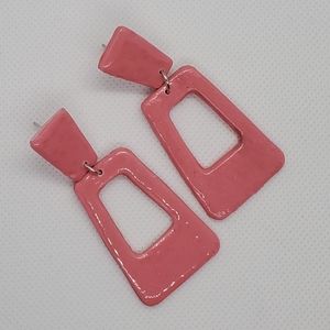 Handmade Clay Earrings Pink Mod Style